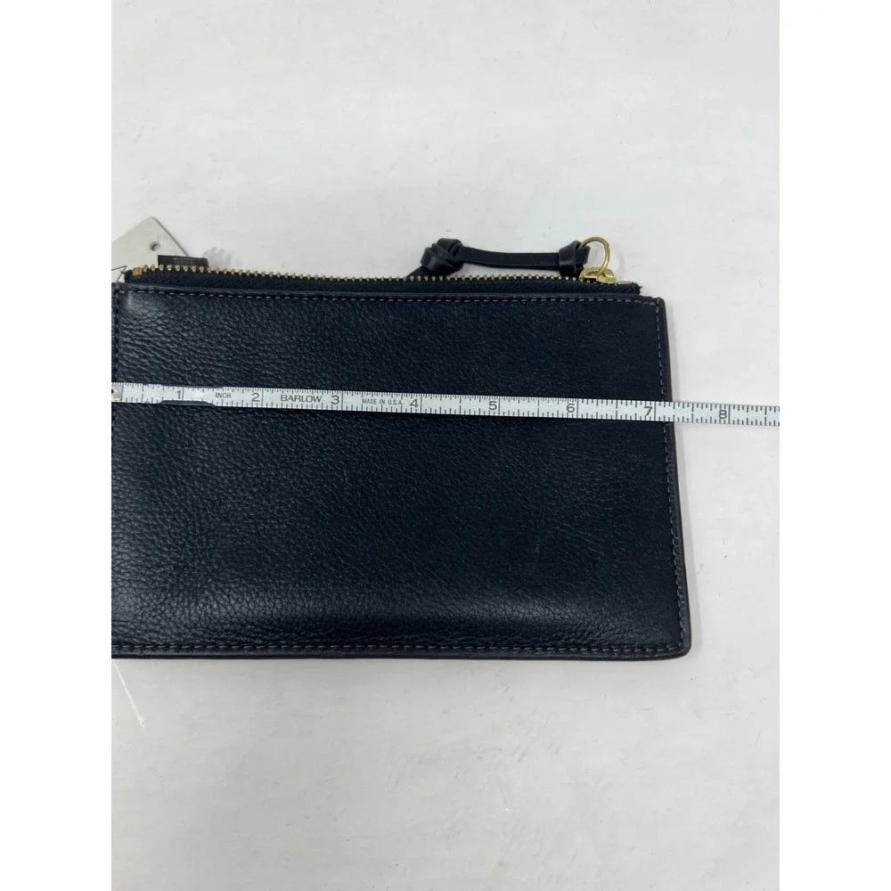 Fossil Black Pebbled Leather Wristlet Zip Pouch Clutch Bag
